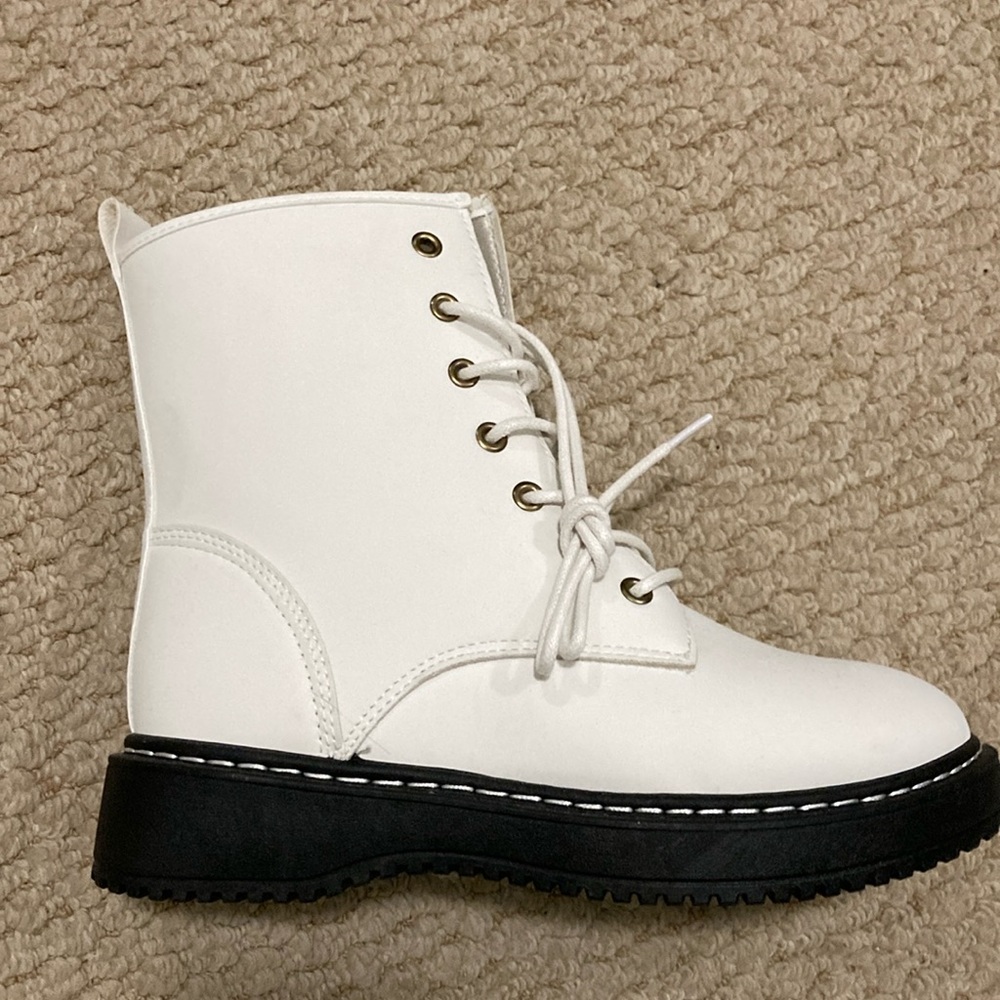 White Combat Boots Size 8